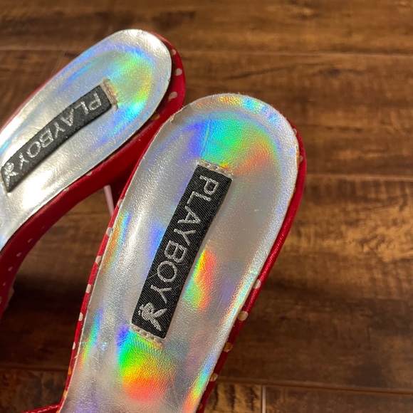 Vintage playboy kitten heels red polka dot lace - Picture 4 of 5